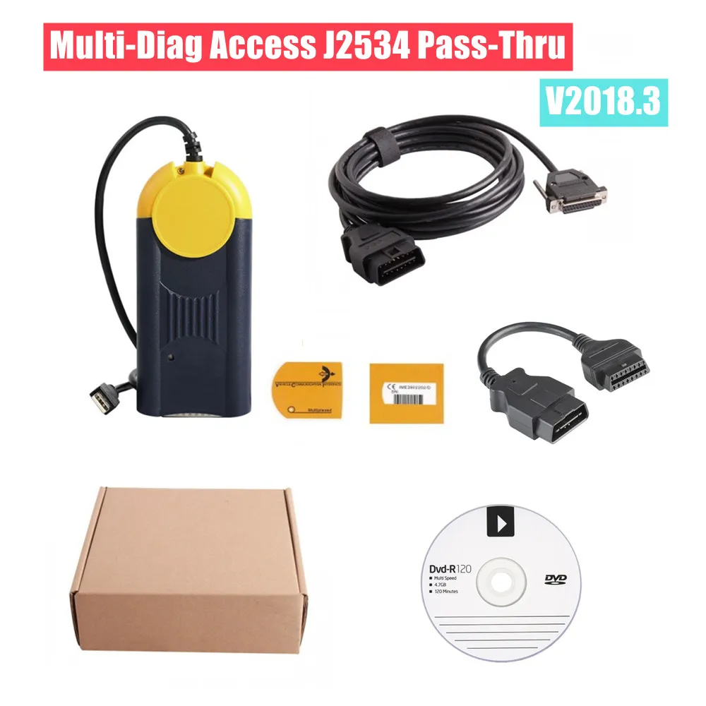 V2018.3 Multi-Diag Access J2534 Pass-Thru OBD2 Device Multidiag Car Diagnostic Tool With Multi Languages Free Shipping