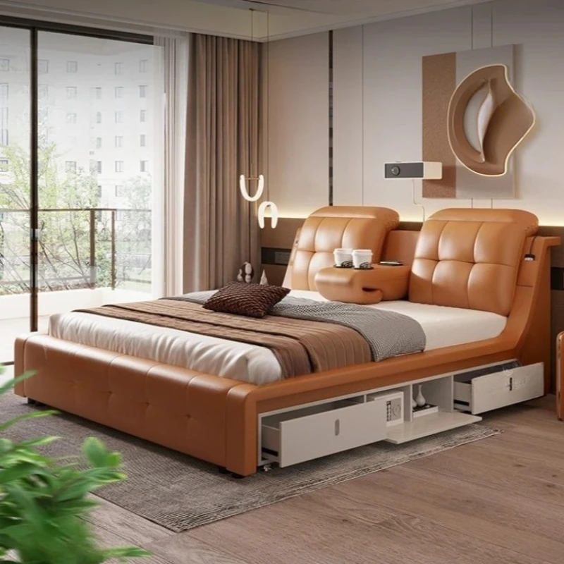 Queen Headboard Frame Double Bed House Drawers King Size Living Room Double Bed Storage Modern Cama De Casal Bedroom Furniture