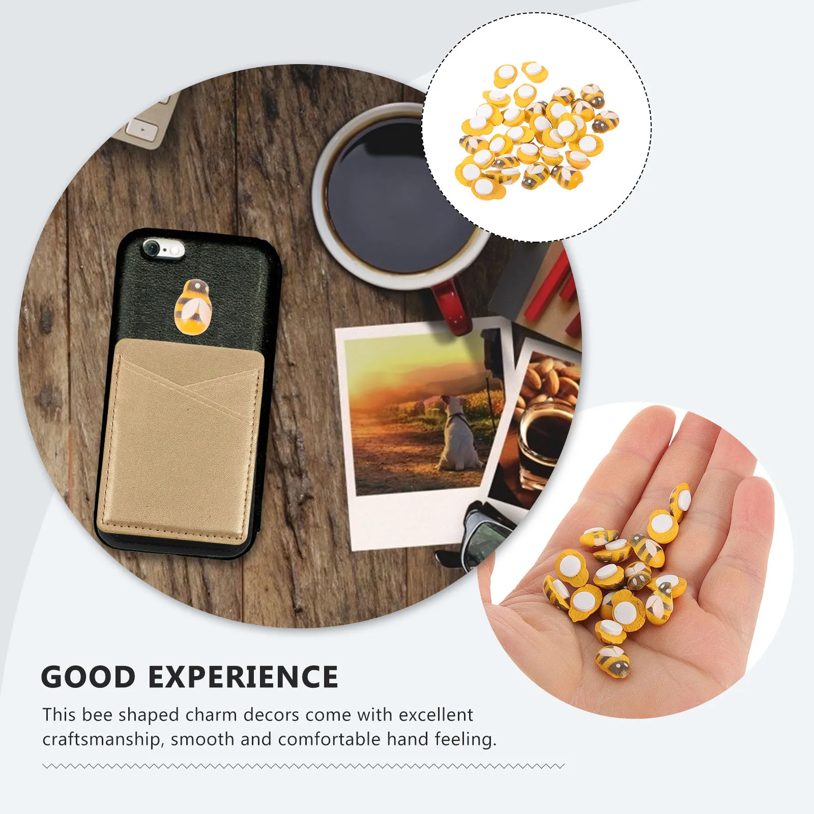 

100Pcs Wooden Bee Flatback Charms DIY Phone Case Accessories Craft Decorations Handmade Shell Embellishments Small Bee Charms