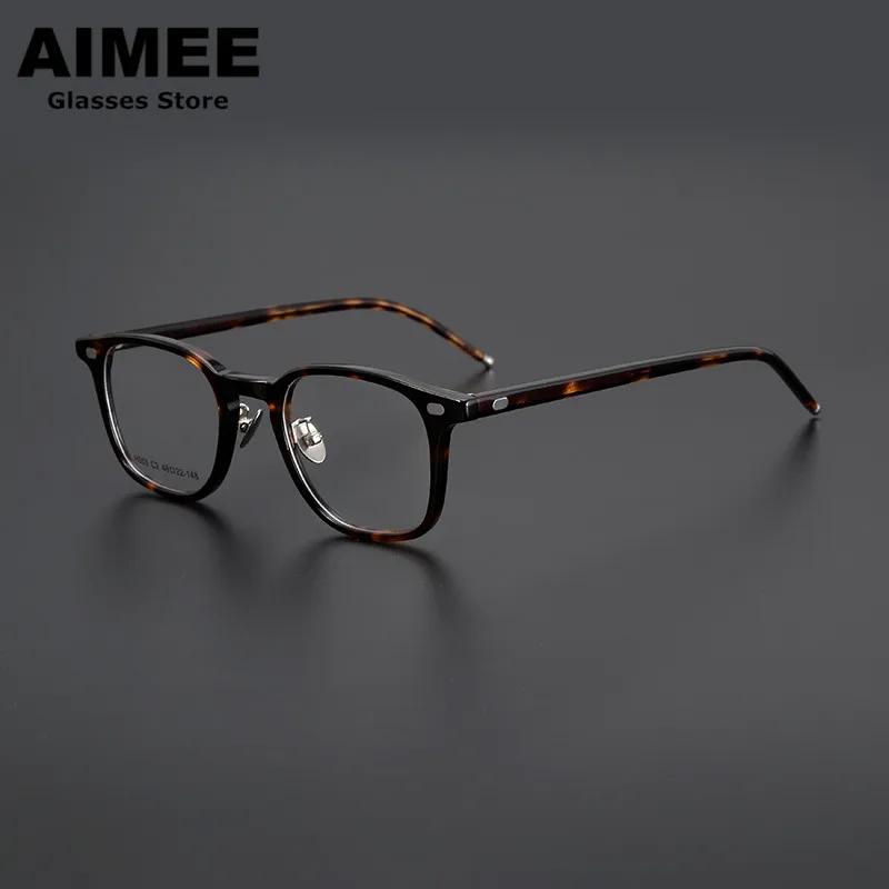 Japanese Design Acetate Glasses Frame Men Retro Square Prescription Eyeglasses Women Optical Myopia Eyewear Blue Light Gafas