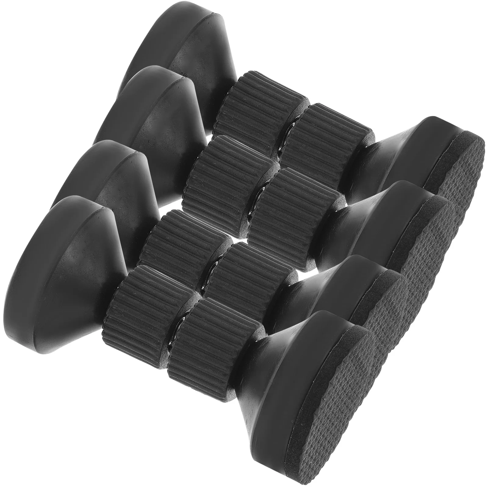 4pcs Anti-Tip Fixing Device Adjustable Bed Frame Stabilizer Noise Reducer Wall Protector for Beds Headboards Sofas Tables Black