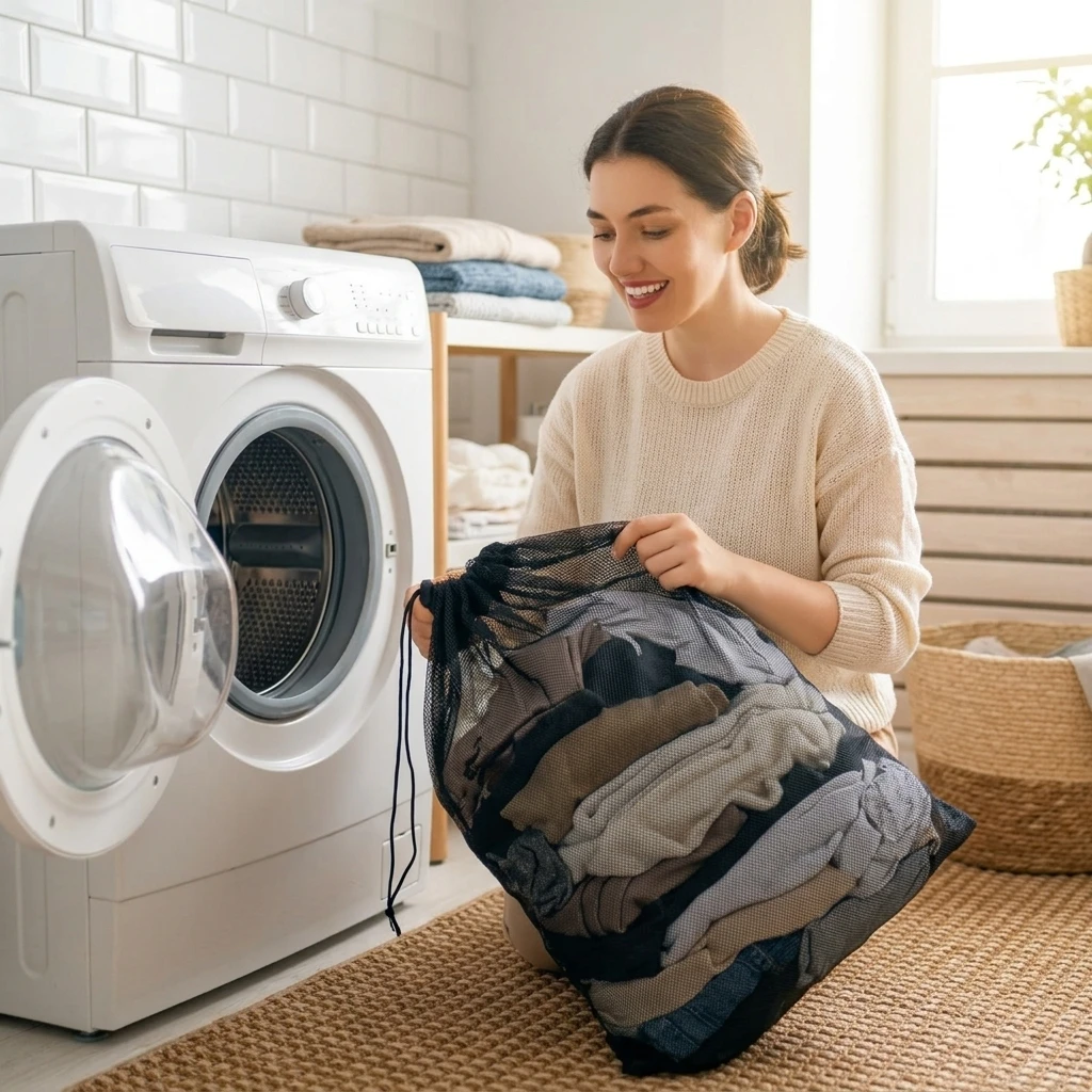 Laundry Bags High-Density Nylon Mesh Washing Machine Protection Bag for Duvets Blankets Travel Storage Front Top Loaders