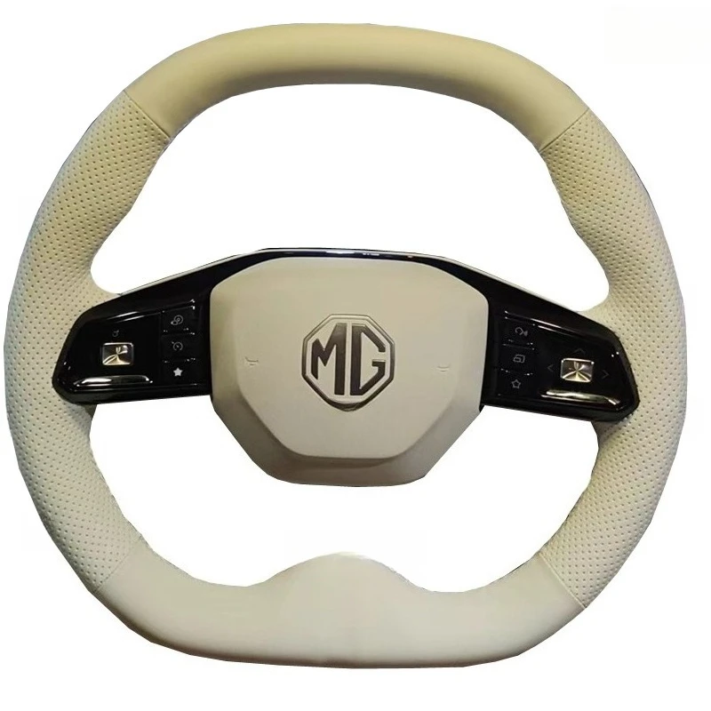 

Для MG MULAN 2022-2023 ручная прошивка молочно-белого цвета из натуральной кожи, нескользящий чехол на руль автомобиля