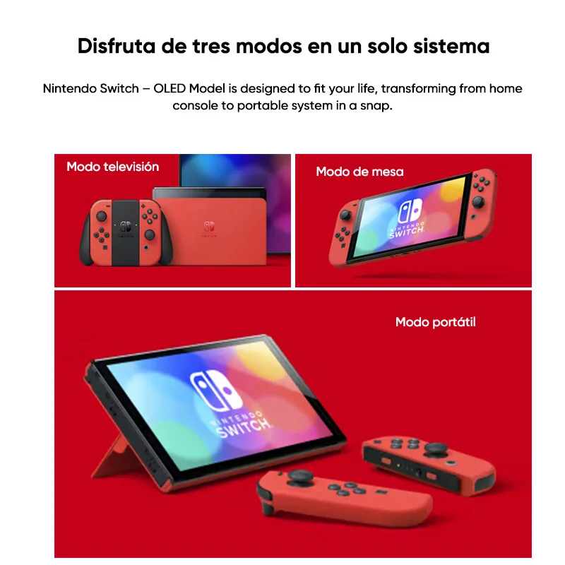 Consola Nintendo Switch Modelo OLED con Controles Joy-Con, Audio Mejorado, Ajustable, Modo TV Estable, Pantalla de 7» 7