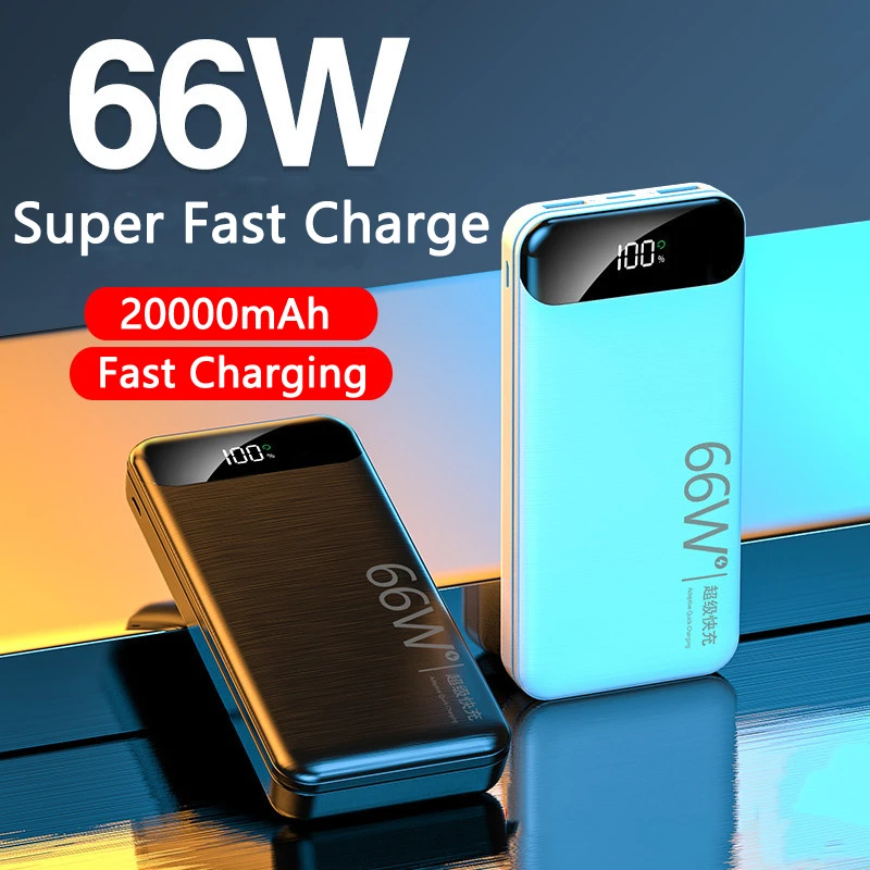 

20000mAh Power Bank 66W Super Fast Charging Powerbank for iPhone 14 13 Samsung Huawei Portable Charger External Battery Charge