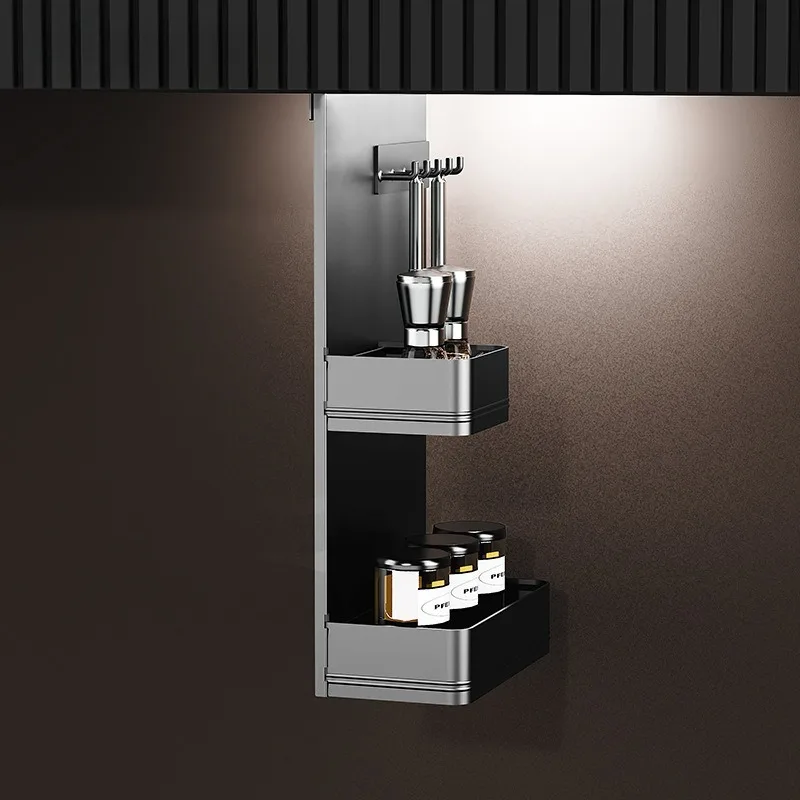 wall cabinet lifting basket cabinet intelligent voice lift narrow cabinet upper and lower buffer seasoning storage racks
