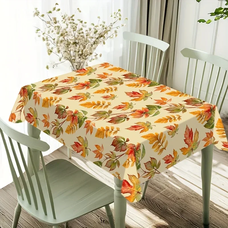 One autumn maple leaf tablecloth - Vibrant autumn colors, durable polyester fabric rectangular tablecloth yzb