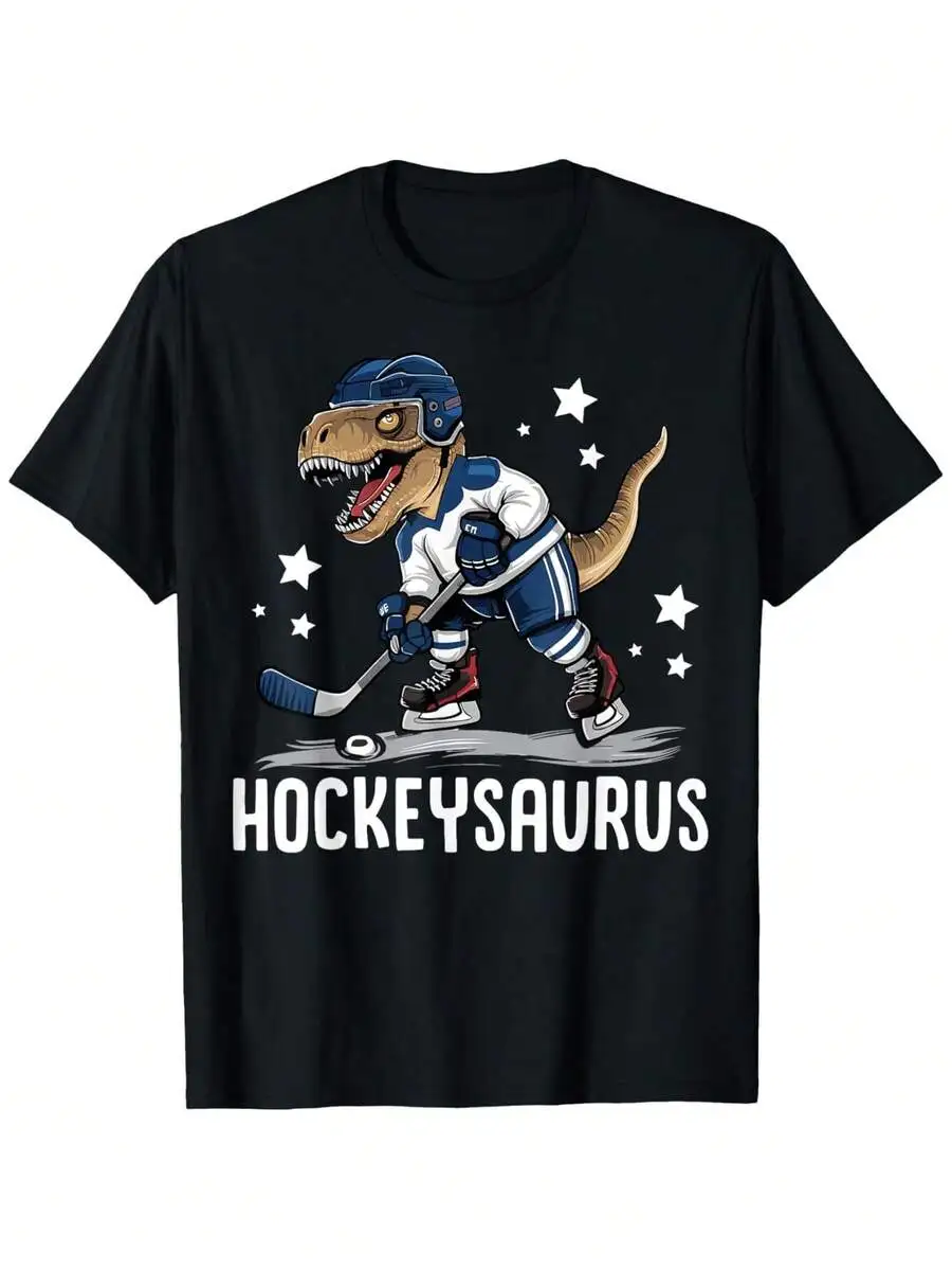 Little Boy Fun Dinosaur Hockey T-Shirt - Soft And Breathable Cotton, Comfortable Fit Short Sleeve - Perfect Gift For Children