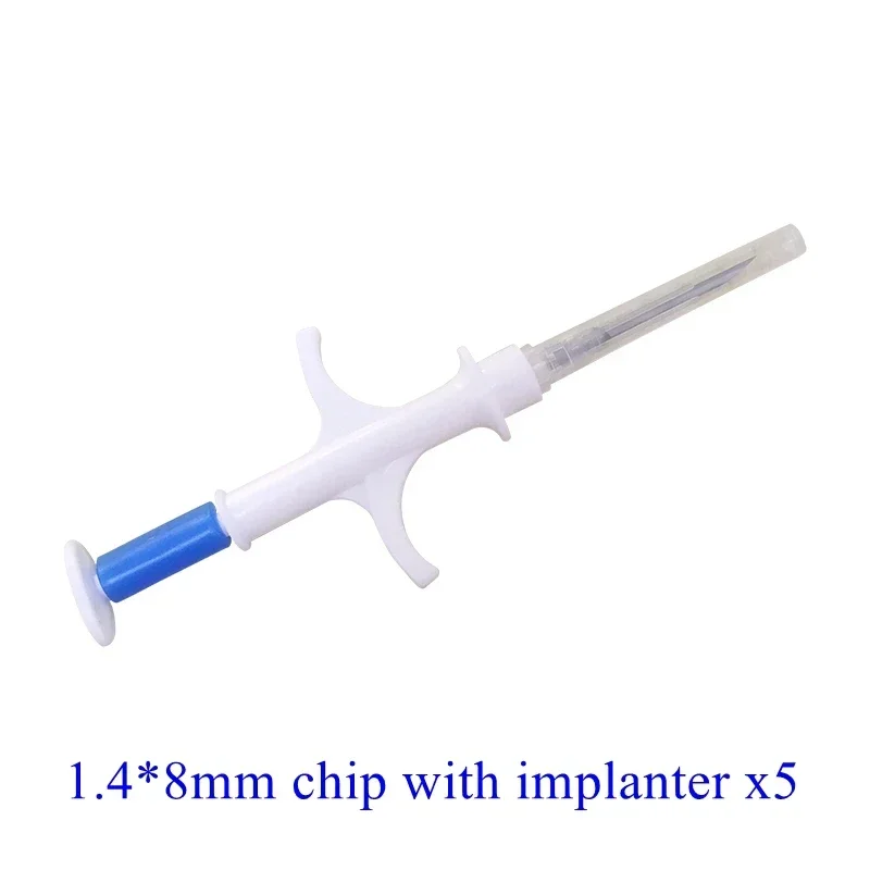 Animal Id Tags Veterinary Transponder Syringe Dog Chip 1.4*8mm  Pet Microchip with Needle Unit X5