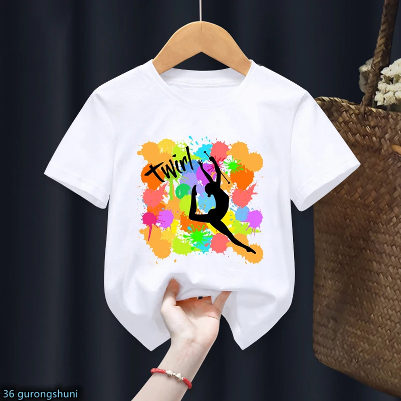 

Kawaii Kids T-Shirt Ballerina" Mini-Twirler Gymnastics Sports Enthusiast Tshirt Fashion Girls Clothes Casual Sports Shirt Tops