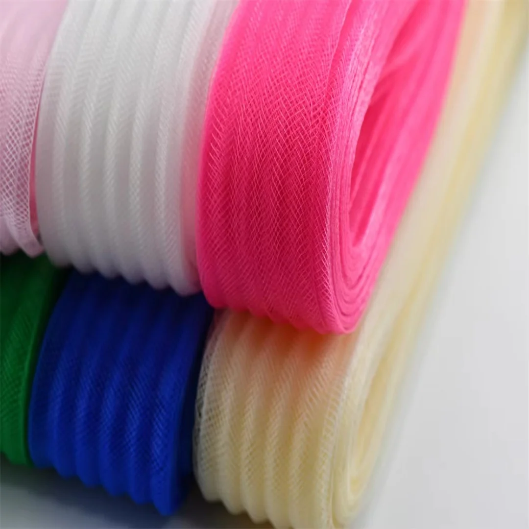 Flat Plain Soft Polyester Horsehair Crinoline Cyberlox Braid Boning Material for Hand DIY Crafts Sewing Wedding Dresses Dance view 2