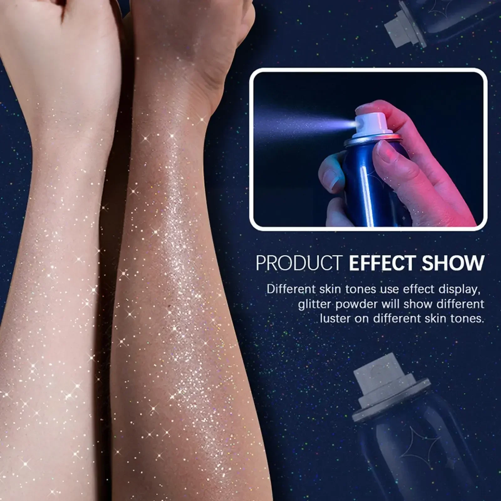 

Hair Body Glitter Spray Long Lasting Nightclub Party Starry Glitter Spray Stage Highlighter Sparkly Face Body Make Glow Shi