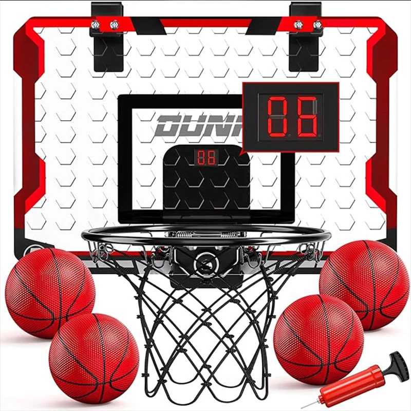 TEMI Indoor Basketball Hoop for Kids, Door Room Basketball Hoop,Mini Basketball Hoop with 4 Balls, Basketball Toys for Boys