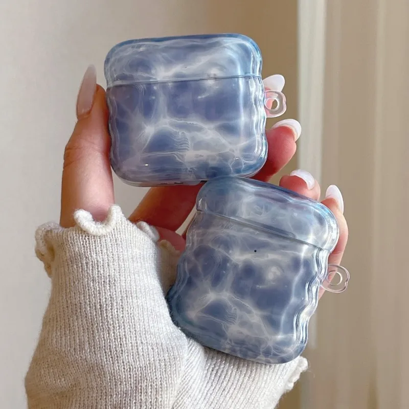 

Ins Wave Transparent Gray Headset Case for Apple Airpods 1 2 3 4 Pro 2 Wireless Earphone Cover Charging Box for Airpods Pro 3