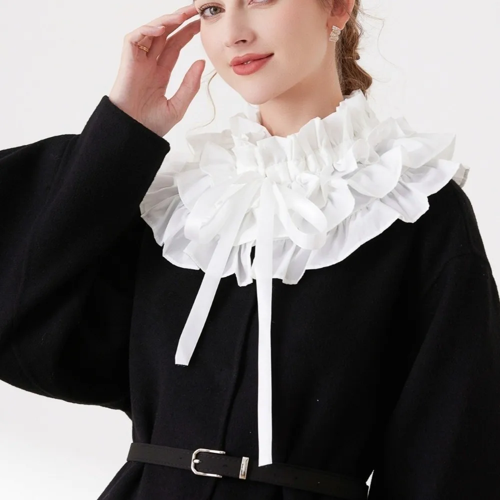 Fashion Solid Color Layered Ruffle Collar Multi-layer Cloth Decoration Frilled Neckpiece False Collar Women