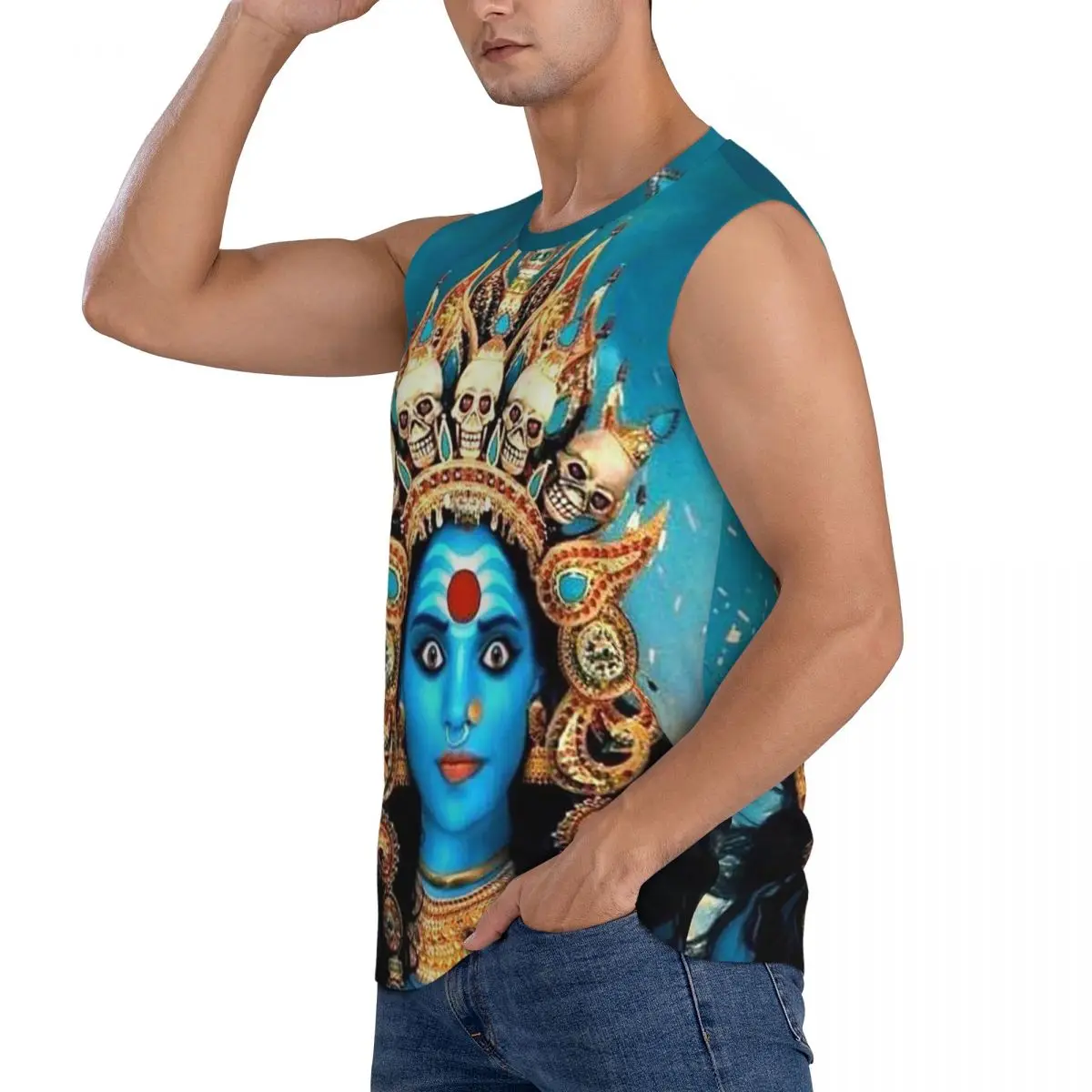 Cosmic Kali Ma - Hindu Goddess Of Destruction Men Sleeveless Tank Tops Quick Dry Breathable Gym Fitness Running Sport Vest