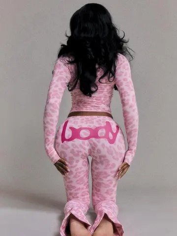 Sisterlinda Letter Print 2 Piece Set Women Zip Cardigan Hooded Crop Jacket+Skinny Leggings Hot Girls Wild Sporty Style Outfits