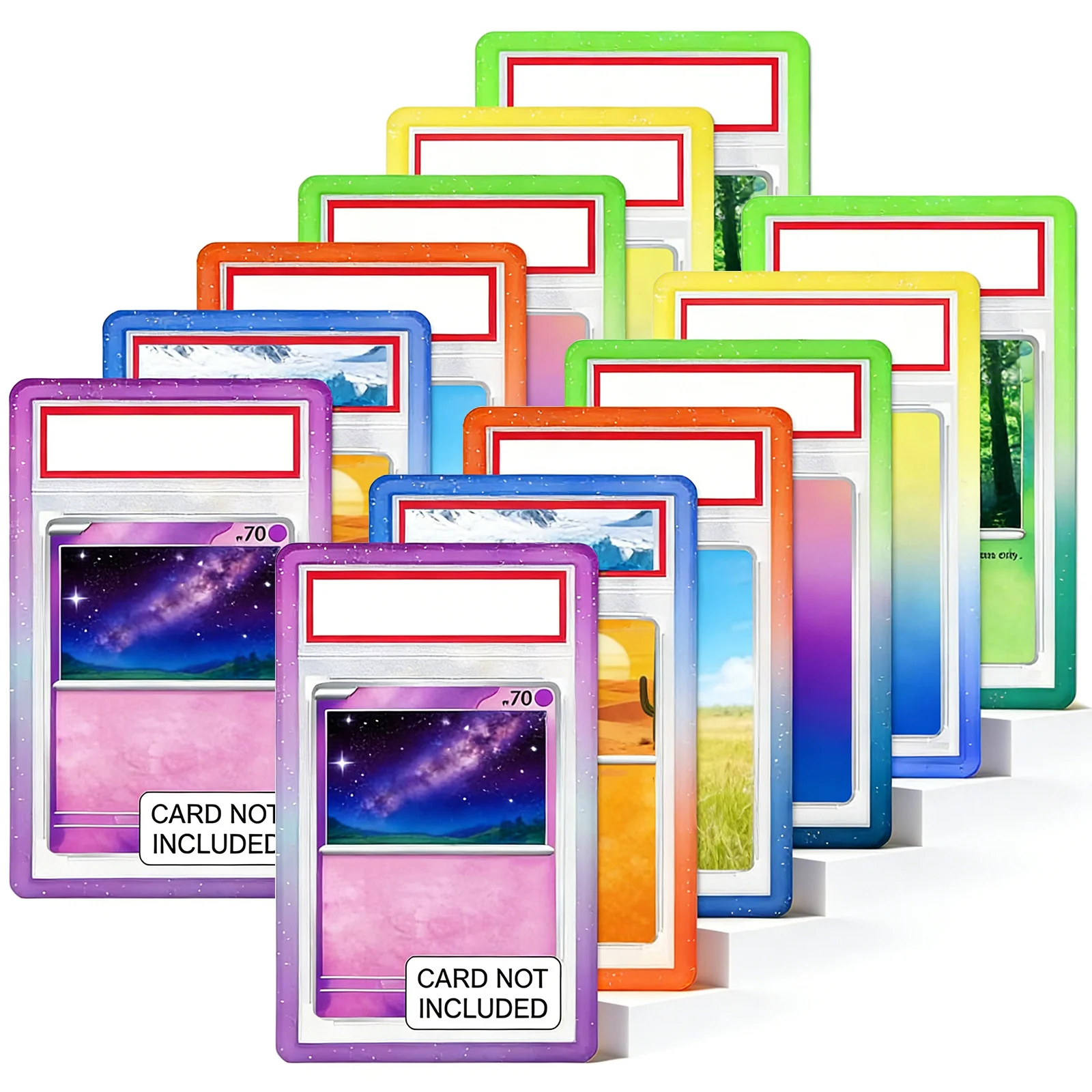 

12 Two-Color Gradient (2pcs Each of All Color Systems) Graded Card Sleeves TPU Protective Frame