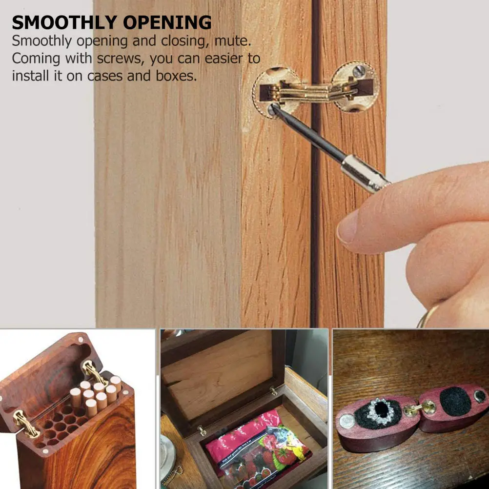 

2 шт. медных скрытых петель 14 мм с пружинным механизмом самозакрывания для деревянных ящиков, коробок, дверей, с автоматическим закрыванием, в комплекте с винтами, фурнитура
