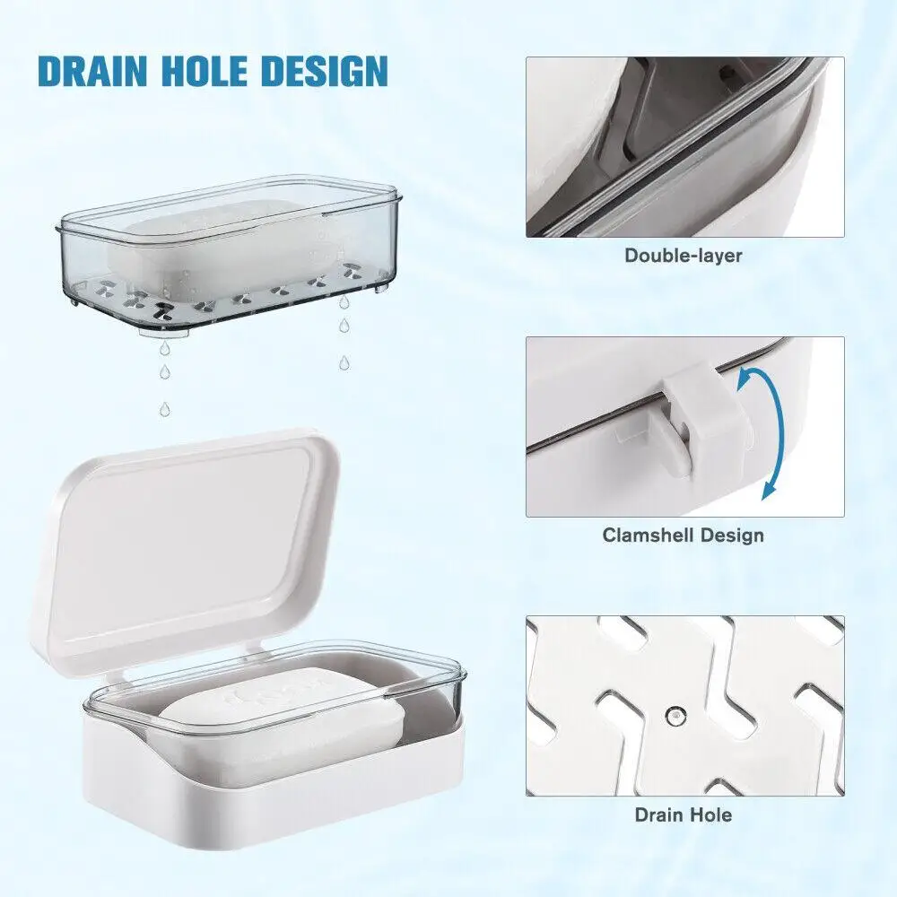 Storage Drain Box Bathroom Storage Flap Soap Box Home Container Plastic Soap Case Soap Holder Dormitory Soap Box