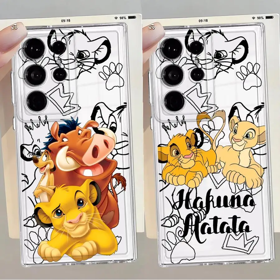 Custodia per telefono per Samsung Galaxy S23 Ultra S25 Edge S22 FE Nota 20 Ultra 10 S24 S20 Plus S21 Cover trasparente Disney Il Re Leone
