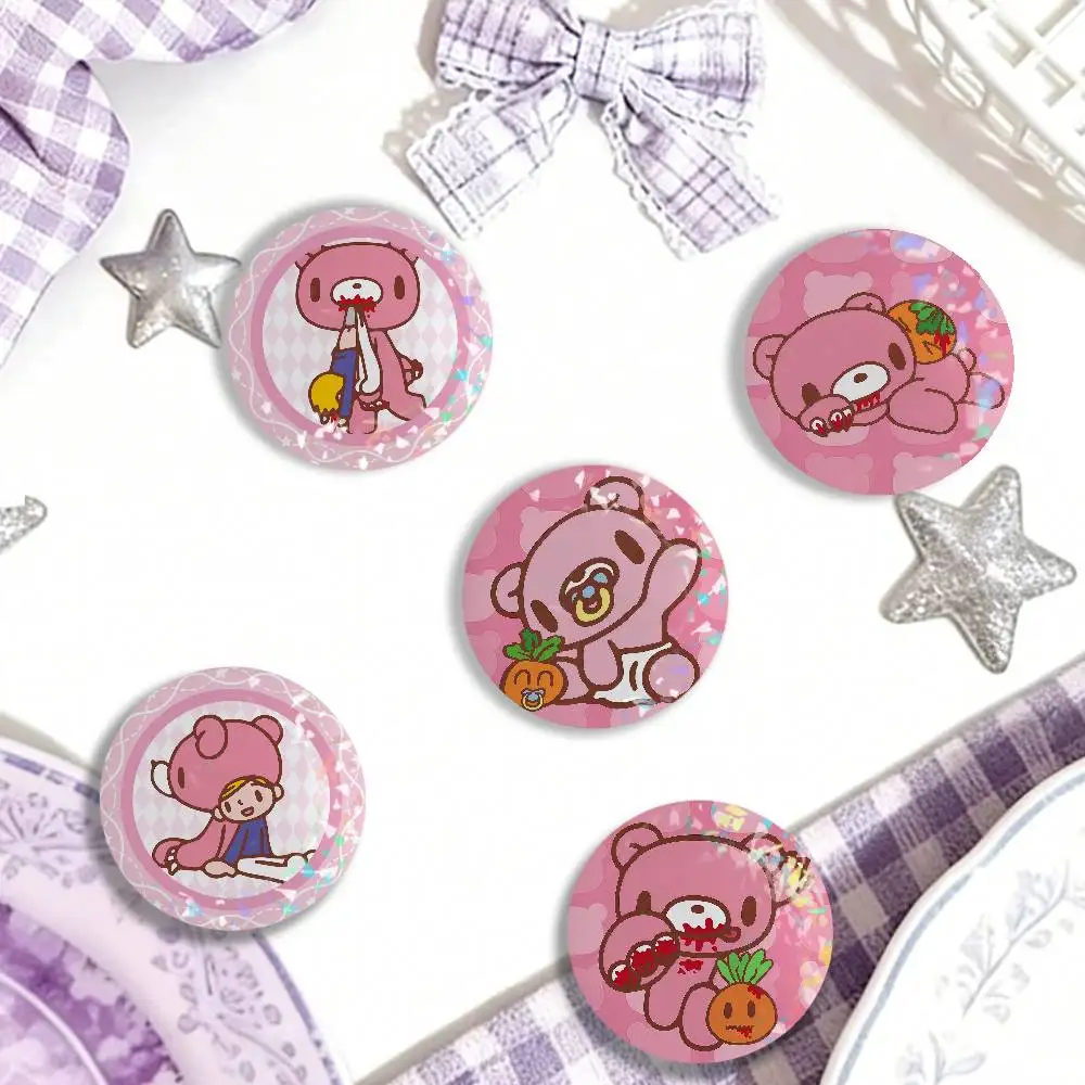 Cartoon G-Gloomy Bear Laser Badge Clothes Backpacks Hats Accessories Gifts For Children Friends Fans Collectibles