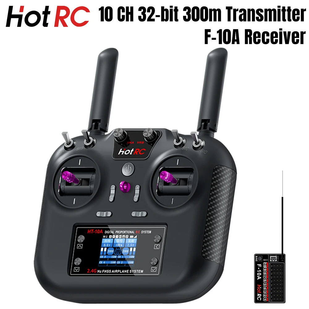 HotRC RC Transmitter  HT-8A HT-10A 2.4GHZ 8CH 10CH PWM FHSS with Receiver Radio System Remote Controller for RC Car Boat