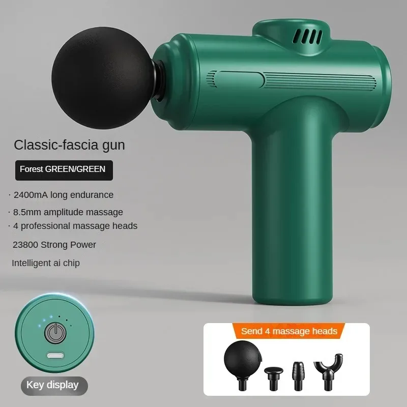 Professional Mini Massage Gun Muscle Recovery Tool with 8 Heads USB Rechargeable Vibrating Fascia Machine for Body Relaxation