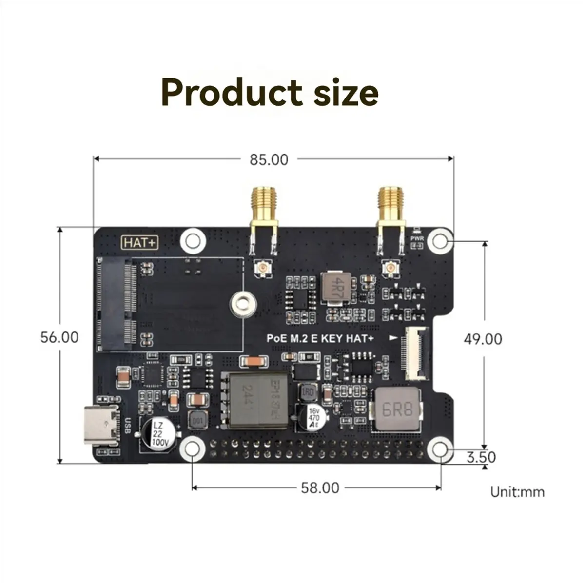 NNnew PCIe to M.2 E KEY Adapter with PoE Function for Raspberry Pi 5 Compatible with NGFF (M.2 E Key) Wireless NIC