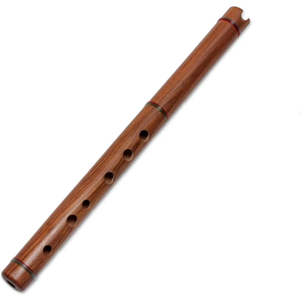 Decorative Wood Traditional Peruvian Flute, Brown, Jacaranda Wood Traditional Flute