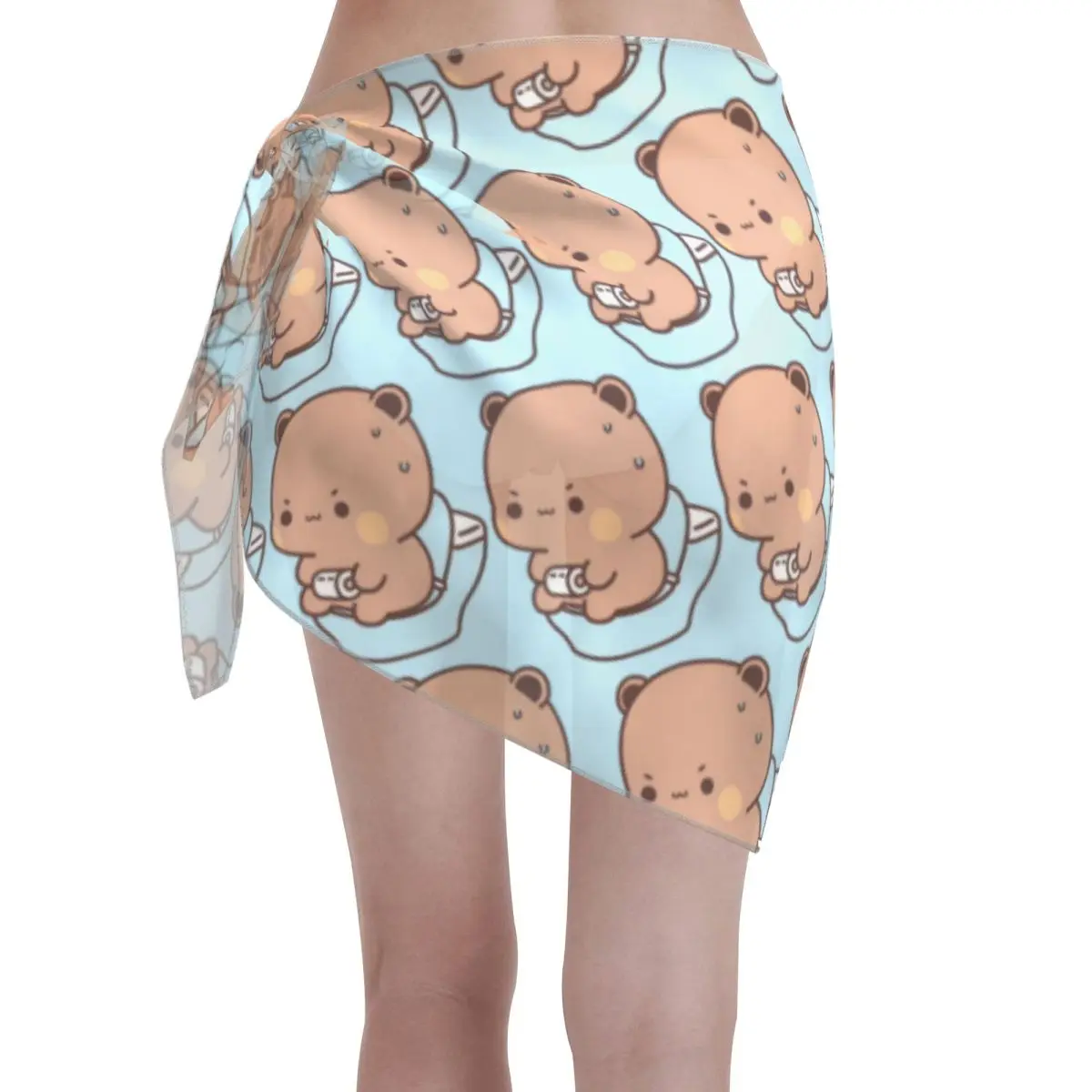 Personalizzato divertente Bubu Beach Bikini Wrap Bikini trasparente Abito da spiaggia Gonna corta Sciarpa in chiffon Coprispalle per le donne