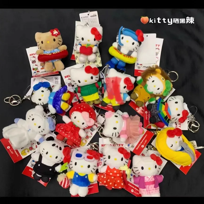 Hello Kitty трансформирующийся Лев Панда, черный кожаный спальный мешок с клубникой и белым медведем, плюшевый очаровательный подарок для фанатов для девочек