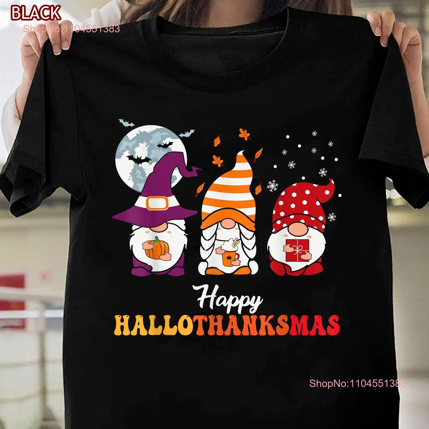 

Гном Happy Hallothanksmas Рубашка в подарок, забавная рождественская футболка на День Благодарения