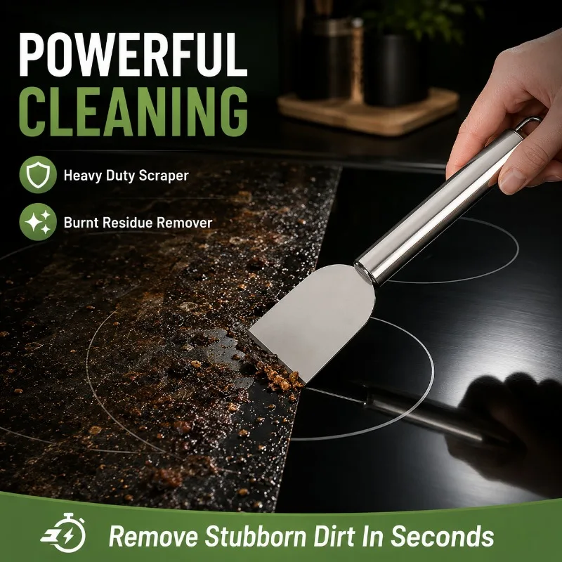 Stainless Steel Kitchen Scraper Burnt Grease Remover Cooktop Cleaning Tool Sticker Glue Silicone Sealant Remover Heavy Scraper