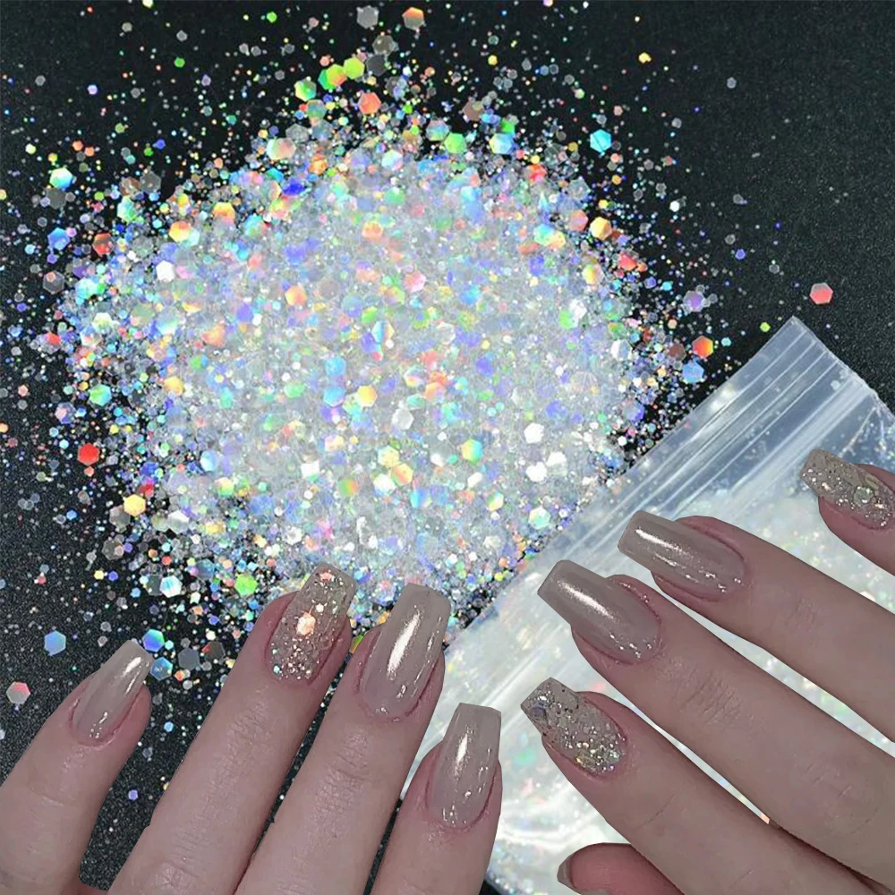 

1Kg/Bag Mermaid Chunky Glitters Nail Sequins Mixed Hexagon AB Flakes Slices Bulk Spangle Polish Manicure art Nails Decoartion&*&