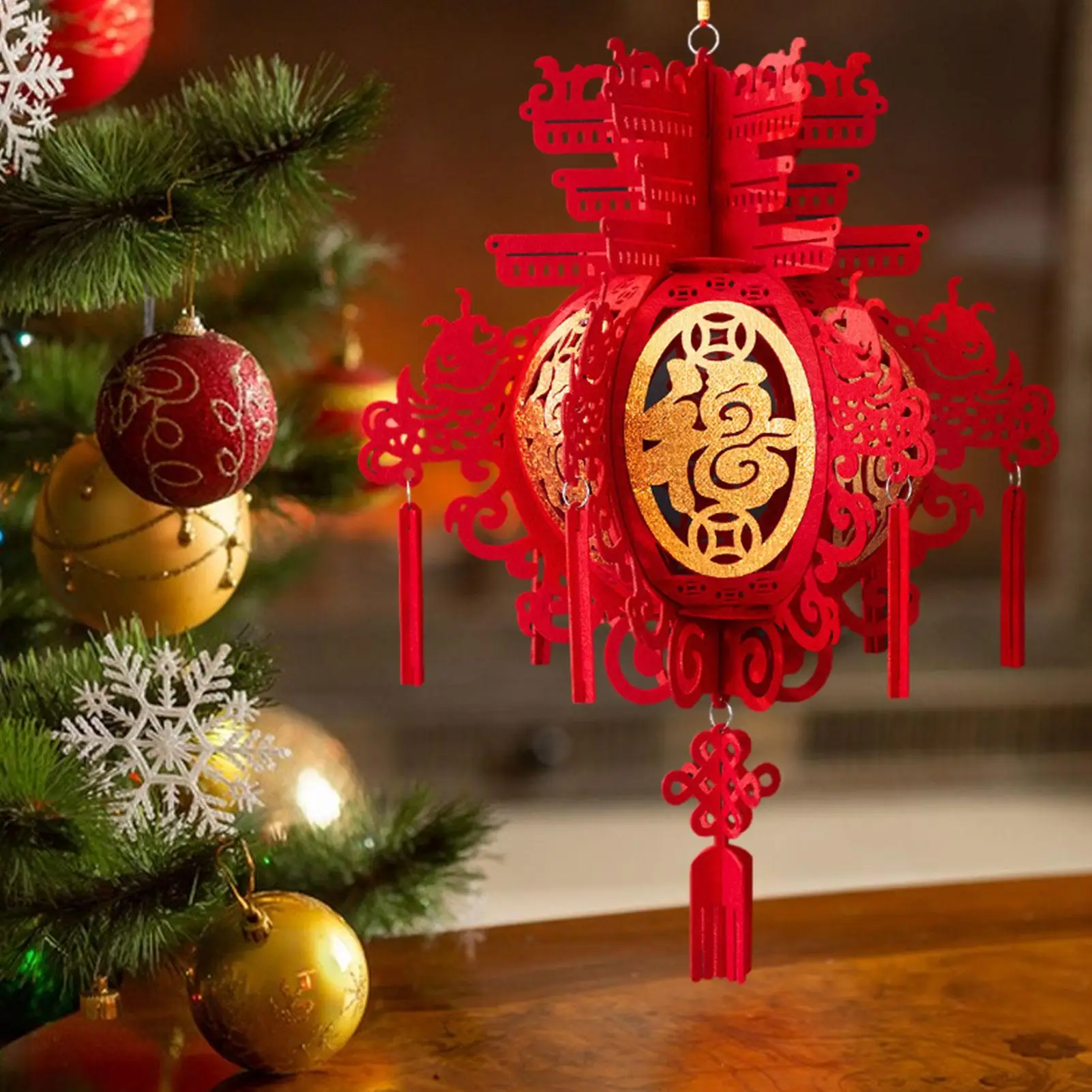 Rote Fu Chinesische Laternen 2026 Neujahrsdekoration Glücksbringer 3D Puzzle Laterne Hochzeit Frühlingsfest Hängende Ornamente Heimdekoration