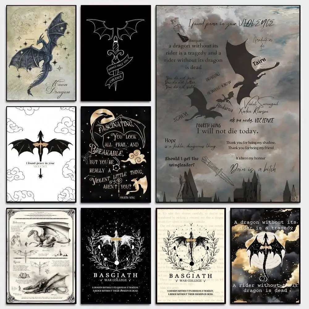 Fourth W-Wing Dragon Self-adhesive Art Poster Retro Kraft Paper Sticker DIY Room Bar Cafe Stickers Wall Painting