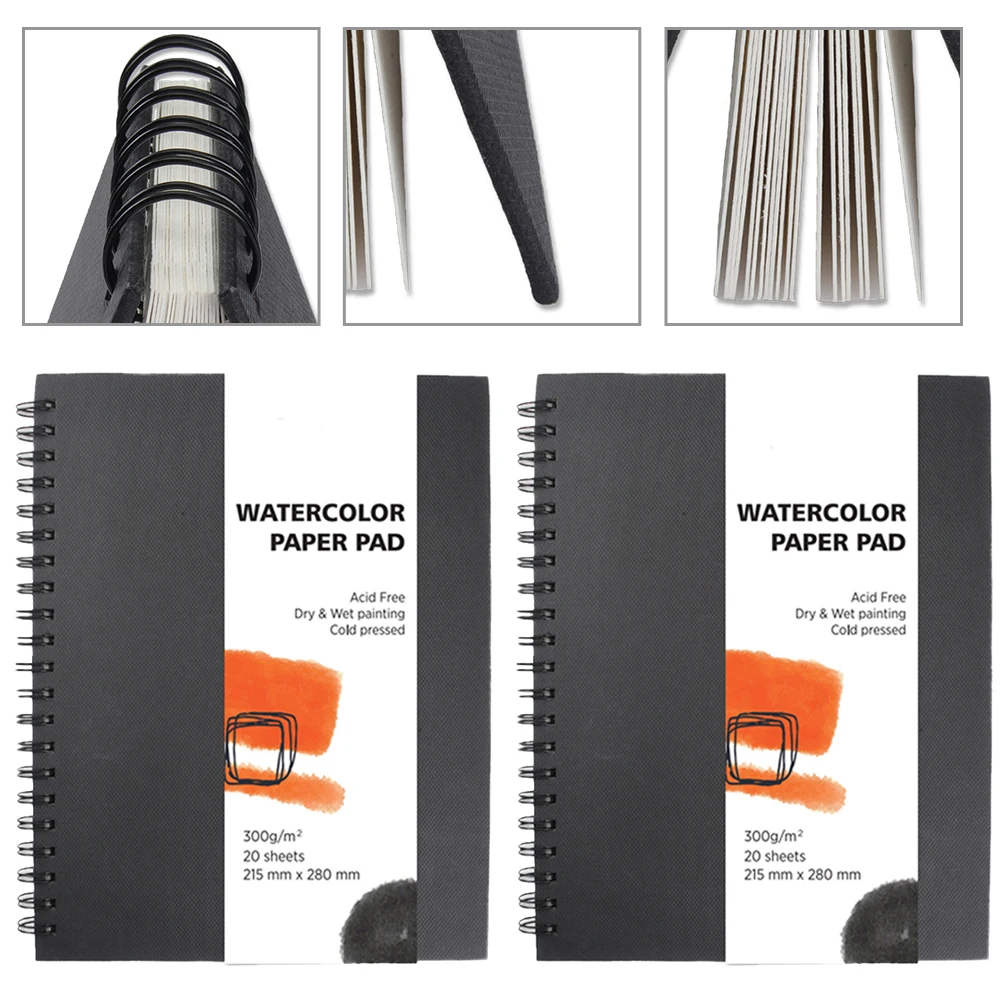 

2 Pcs Sketchbooks Watercolor Small Wood Pulp Paper Professional Paint Pad Student