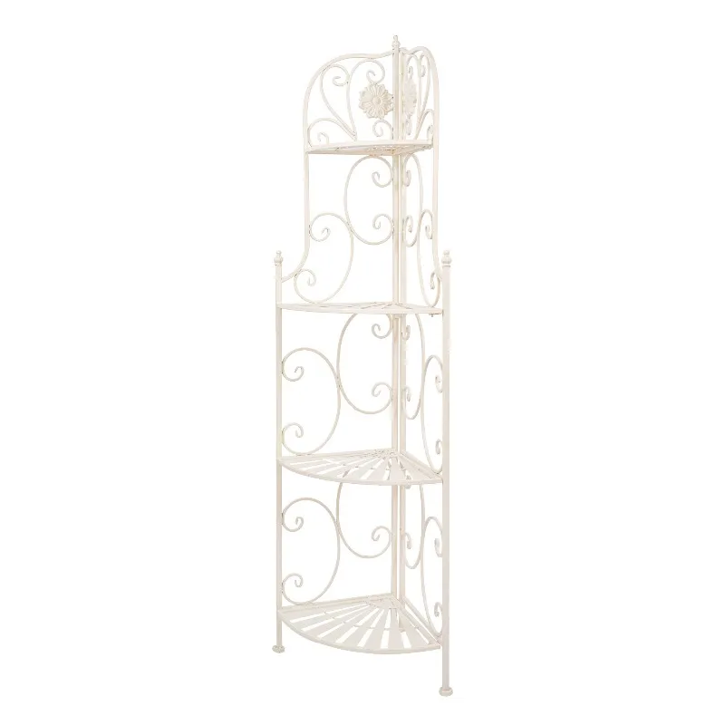 Outdoor garden courtyard corner potted plant stand floor-to-ceiling storage flower stand, wrought iron curved creative