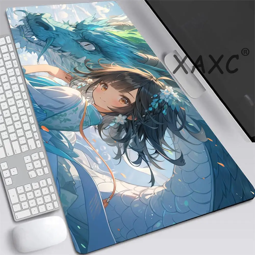 

Girl and Dragon Giant Mouse Pad Desk Mouse Pad Cute HD Desk Pad Extended Gaming Keyboard Mats Large XXL Gamer Mousepad 120x60CM