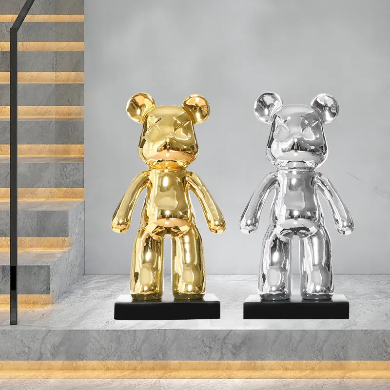 Home Decor Creative Vitality Bear Statue Large Floor Decor Living Room Cartoon Animal Sculpture Art Ornaments Housewarming Gifts