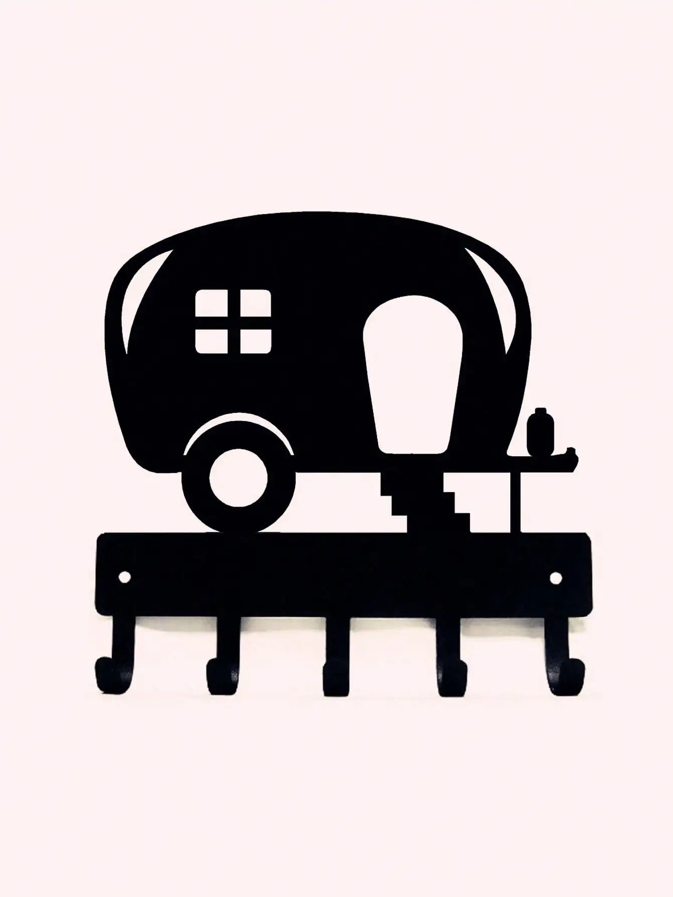 CIFBUY Pretty Camper Trailer Metal Wall Hook Rack RV Caravan Silhouette Wall Mount Coat Key Holder Camping Home Decor