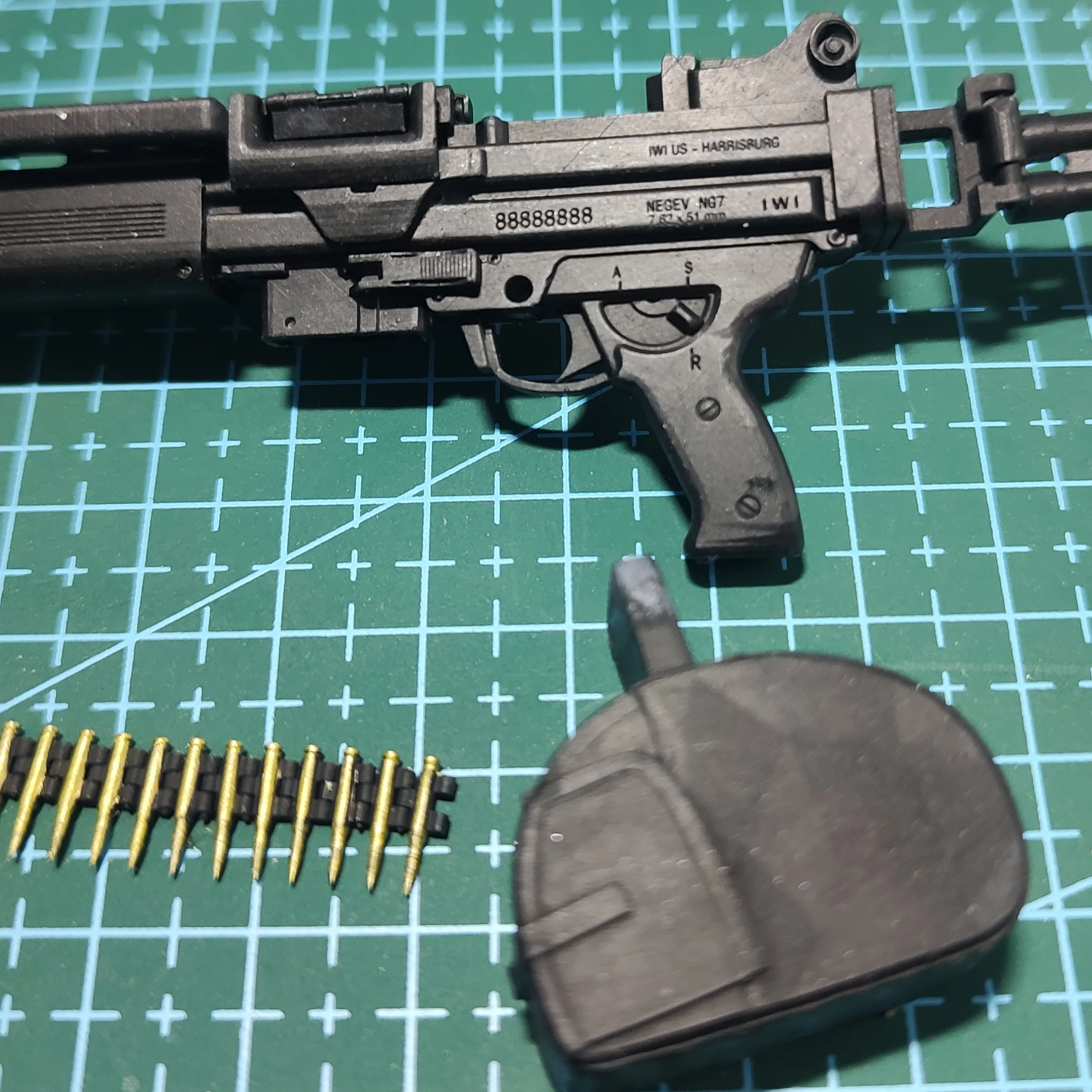 ثلاثية الأبعاد مطبوعة 1/6 مقياس Negev NG7 رشاش نموذج مصغر مسدس لعبة لشخصيات العمل 12 بوصة #4