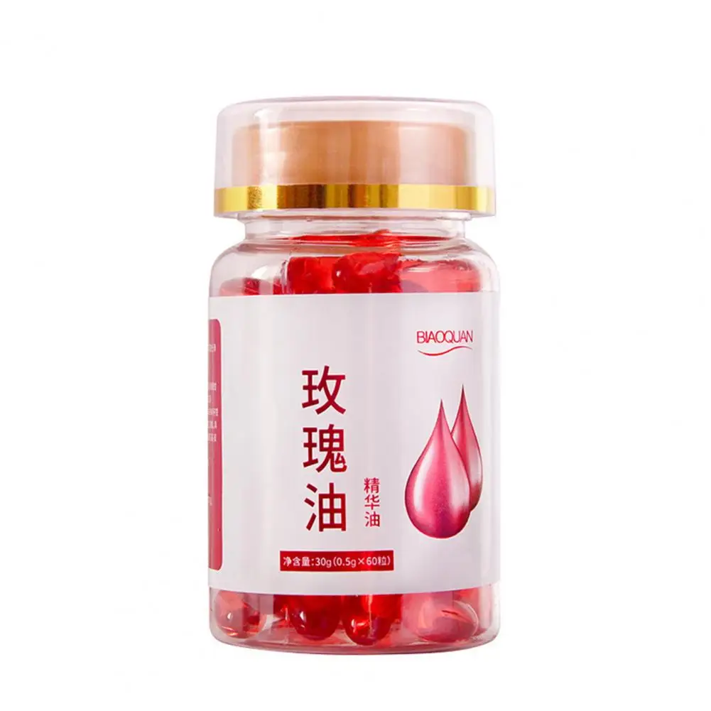 Lightweight Face Serum Capsules Essence Oil Skin Care Rose Essence Anti Aging Serum with Vitamin E for Brightening Nourishing