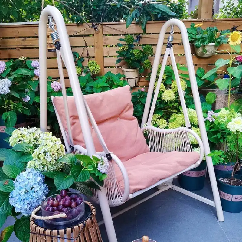 

Hanging Metal Upholstered Garden Chairs Ergonomic French Lazy Garden Chairs Childeren Whitesillas Terraza Exterior Furniture