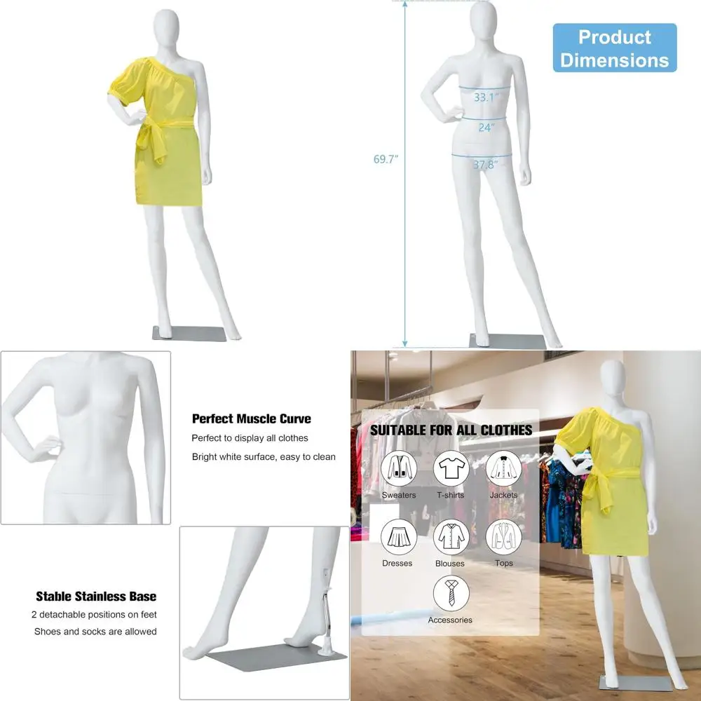 

70-inch Male Full Body Mannequin for Dream Display in Clothing Stores, Realistic Figure, White