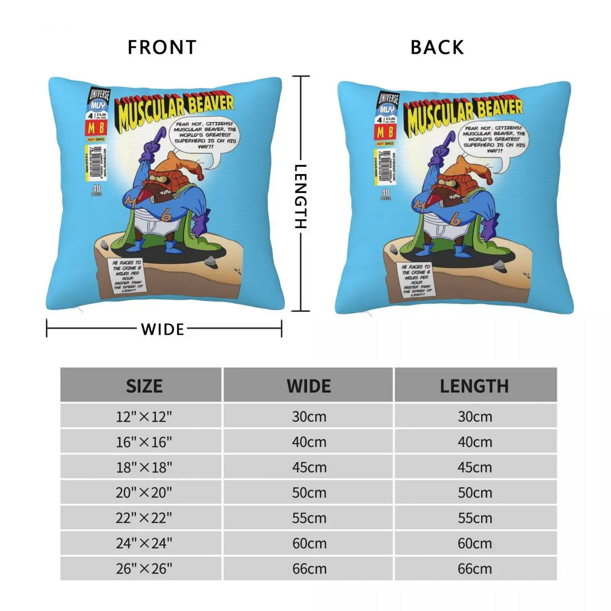 Muscular Beaver Angry Beavers Square Pillowcase Polyester Linen Velvet Pattern Zip Decor Pillow Case Sofa Seater Cushion Cover