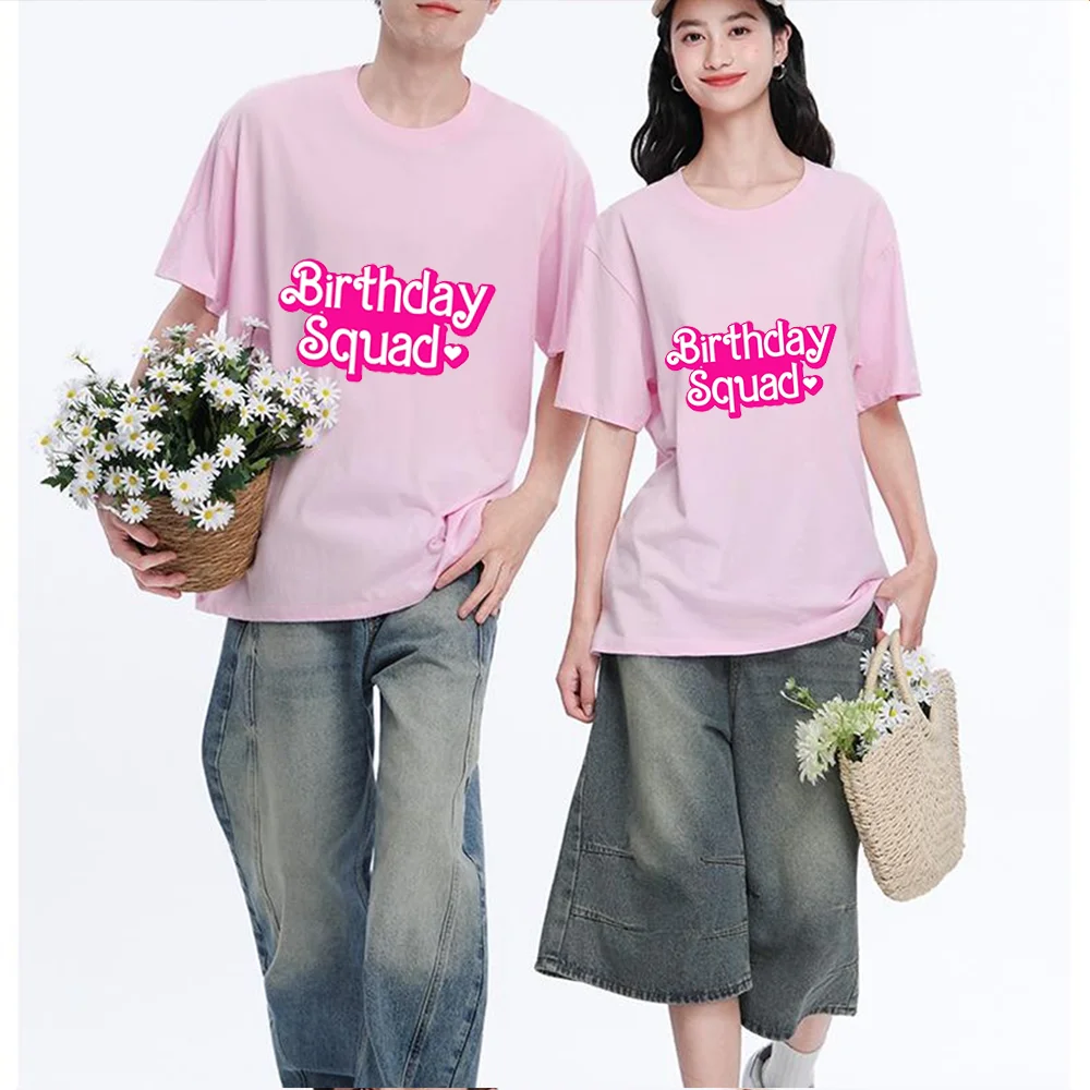 Birthday Squad Printed T Shirt Cotton S-XXL Personalized Custom Casual Short Sleeve Tee Unisex Fit Breathable Fabric Aesthetic G