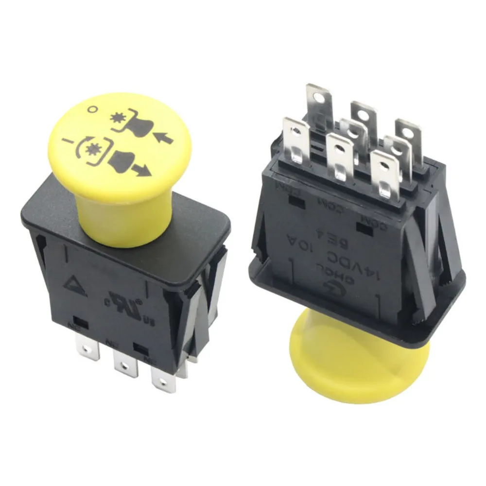 Industrial Control Electronic Push Button Switch Yellow 8 Pin 14VDC 10A PC Material Suitable for Various Models of Lawn Mowers