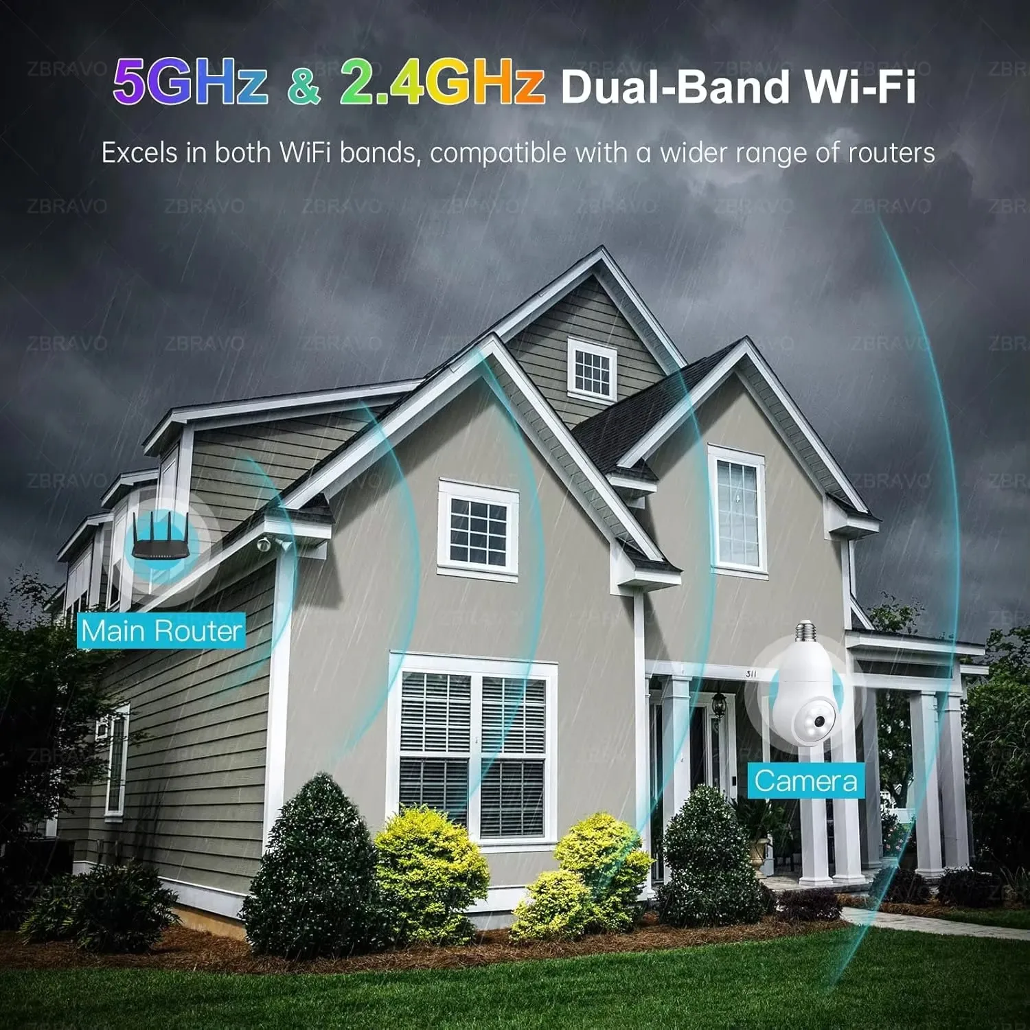 Tuya 5G WiFi Bulb Camera 5MP 3MP Indoor Security Two Way Audio Auto Tracking Human Colorful Night Vision E27 Base Mini PT Camera